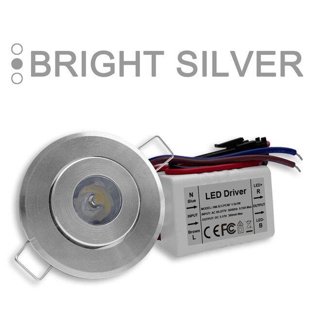1W Dimmable Spotlight Recessed Ceiling LED Mini Downlight CRI Ra 90 AC85-277V 110V 220V Aluminum 52mm