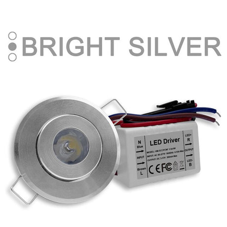 1W Dimmable Spotlight Recessed Ceiling LED Mini Downlight CRI Ra 90 AC85-277V 110V 220V Aluminum 52mm