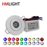1W Dimmable Spotlight Recessed Ceiling LED Mini Downlight CRI Ra 90 AC85-277V 110V 220V Aluminum 52mm