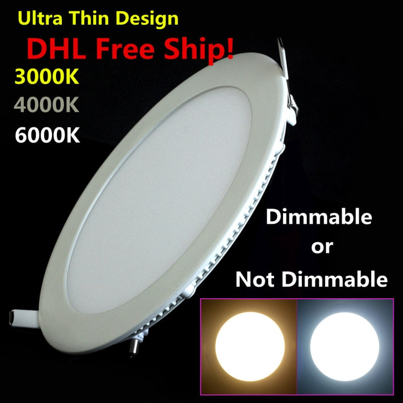 20pcs LED Ceiling Panel Light Dimmable 3W 4W 6W 9W 12W 15W 25W High brightness LED Downlight with adapter AC85-265V indoor Light