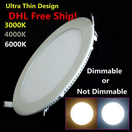 20pcs LED Ceiling Panel Light Dimmable 3W 4W 6W 9W 12W 15W 25W High brightness LED Downlight with adapter AC85-265V indoor Light