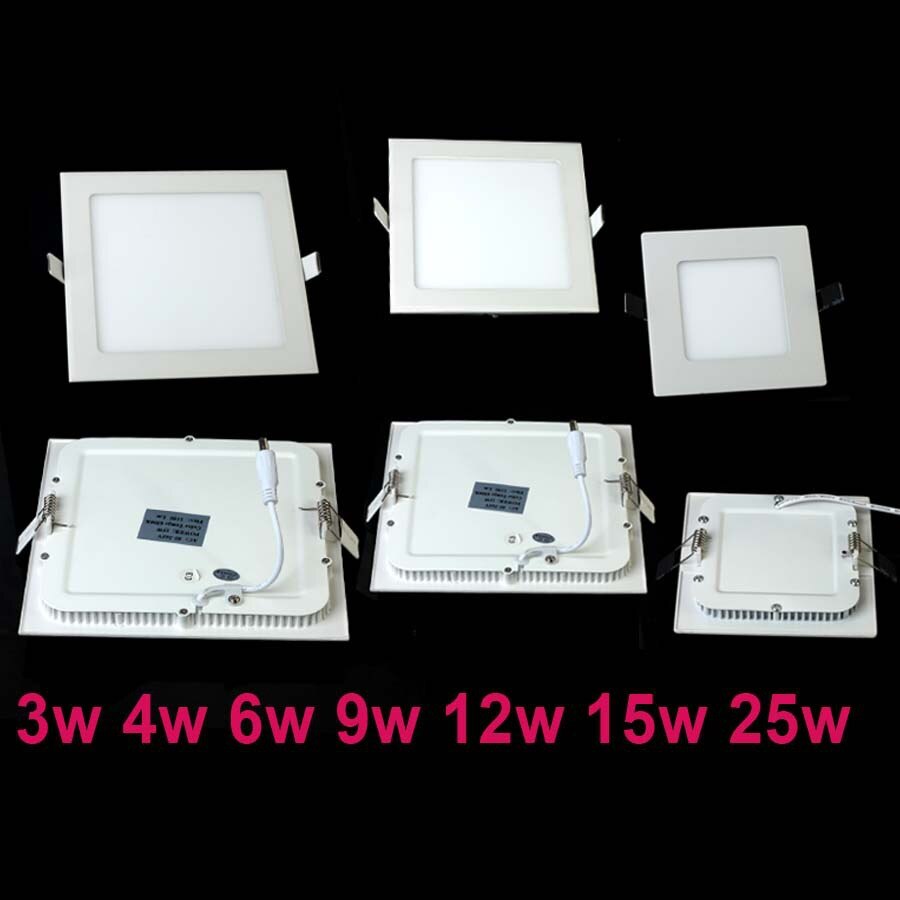 Ultra Bright 20pcs 3W 6W 9W 12W 15W 25W Led Ceiling Recessed Downlight Round/Square Panel light 1800Lm Led Panel Bulb Lamp Light
