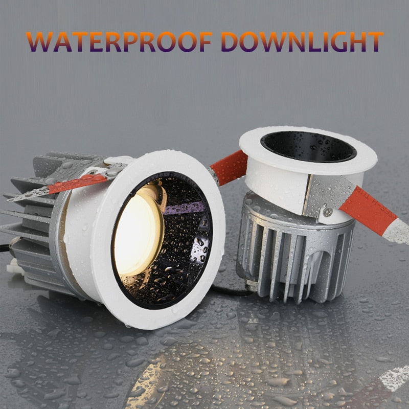 2pcs/lot Recessed Waterproof  7W 9W Downlights IP65 COB Adjustable Round LED Down light For Bathroom Sauna Commercial Lights
