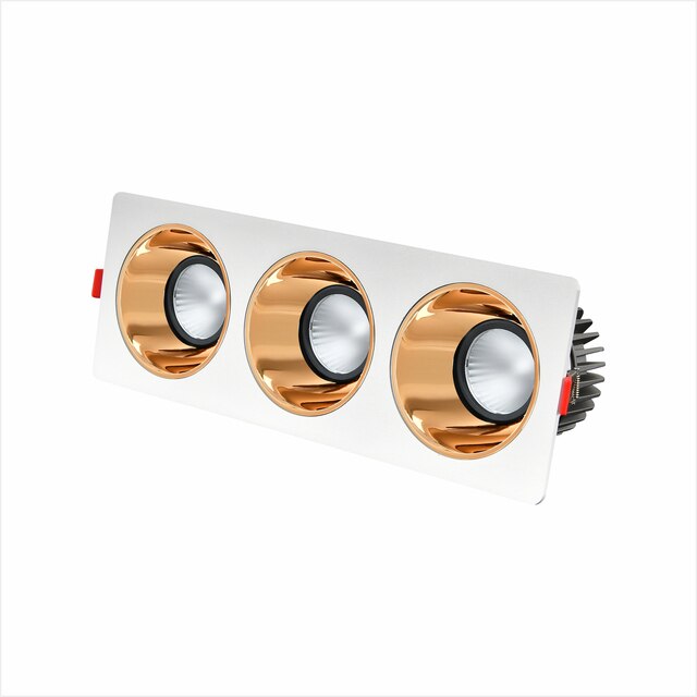 3 Heads Light Bulb Replaceable Recessed Downlight 30W 36W 45W 60W Angle Adjust Ceiling Spot Lights for Hotel TV Background Aisle