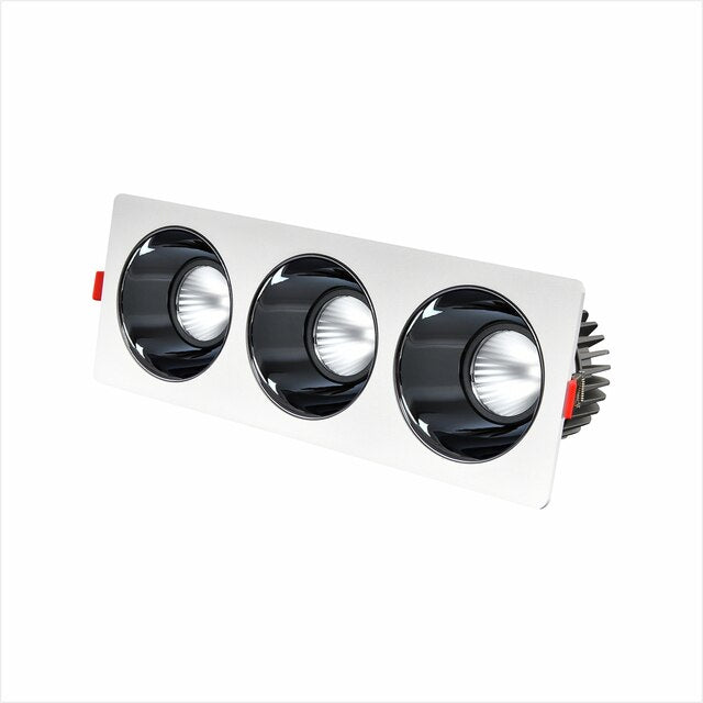 3 Heads Light Bulb Replaceable Recessed Downlight 30W 36W 45W 60W Angle Adjust Ceiling Spot Lights for Hotel TV Background Aisle