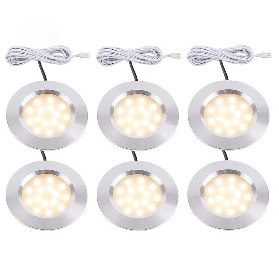 3W LED Under Cabinet Light 12V Dimmable Bookshelf Cupboard Closet Puck Night Light Wardrobe Kitchen Lighting Fixture Decoration