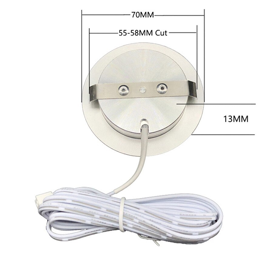 3W LED Under Cabinet Light 12V Dimmable Bookshelf Cupboard Closet Puck Night Light Wardrobe Kitchen Lighting Fixture Decoration