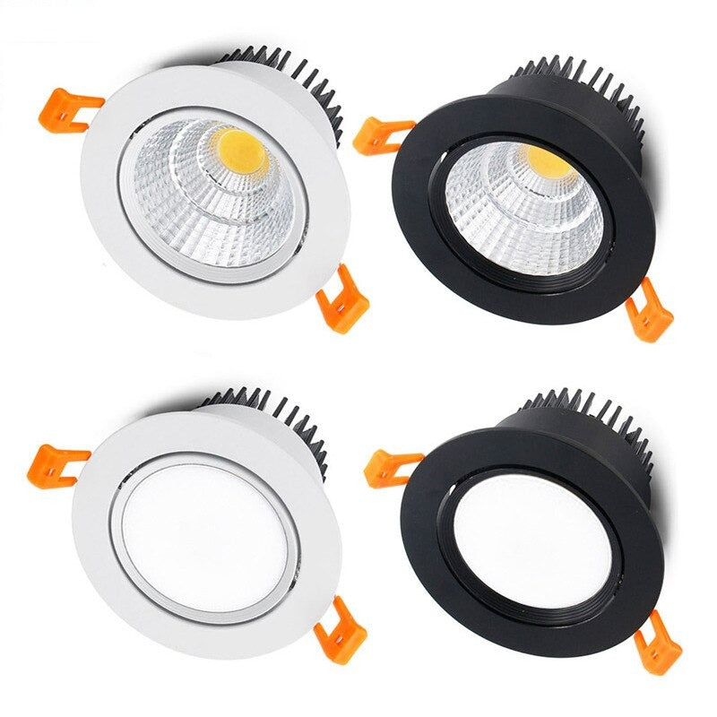 4 Types Dimmable Recessed LED Downlights 5W 7W 9W 12W 15W 18W COB LED Ceiling Lamp Spot Lights AC110-220V Round LED Panel Light