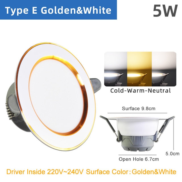 4pcs LED Spotlight 3W 5W 9W 12W 15W 18W LED Lamp AC 220V 240V Silver White Ultra Thin Indoor Round Recessed LED Spot Lighting