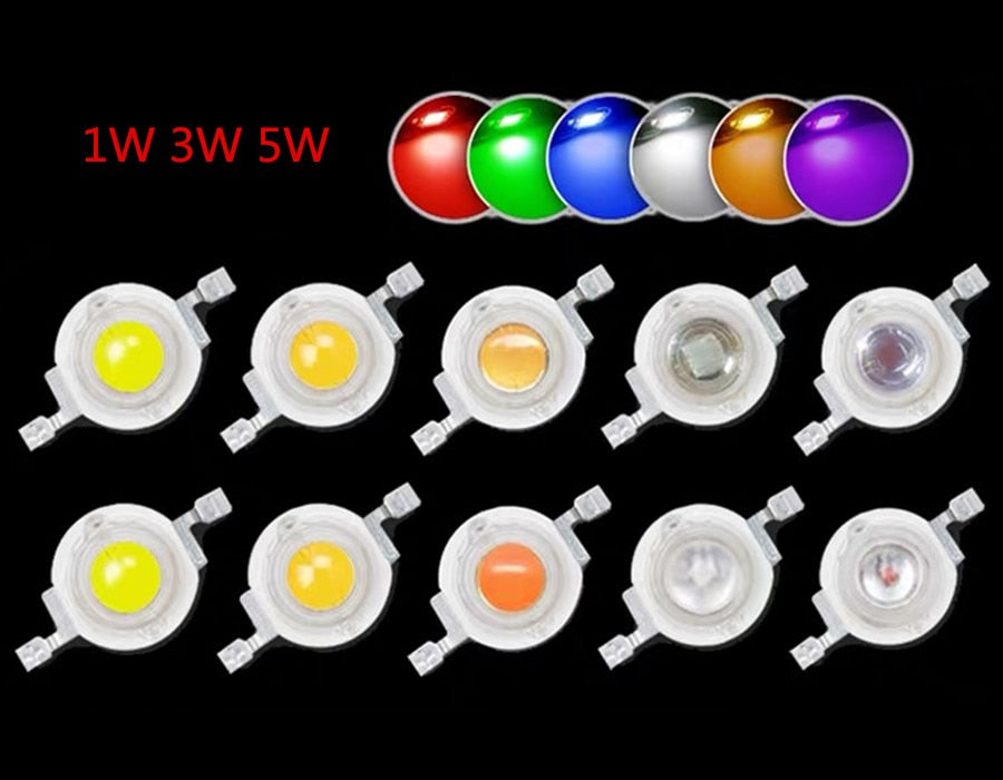 50PCS LED 1W 3W Bulbs High Power Lamp Beads Light Pure Chips 35mli 45mli 3V Pink White Red Blue Green Yellow for Blubs Downlight