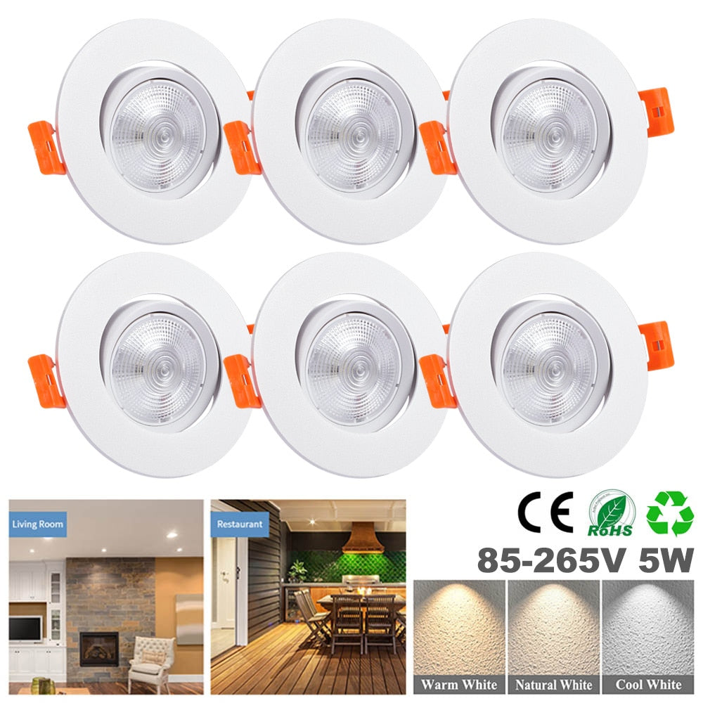 5W Recessed LED Ceiling Lights Ultra Slim Round Flat Panel Downlight AC85-265V COB Kitchen Wall Lamp Indoor Spot Light Aluminum