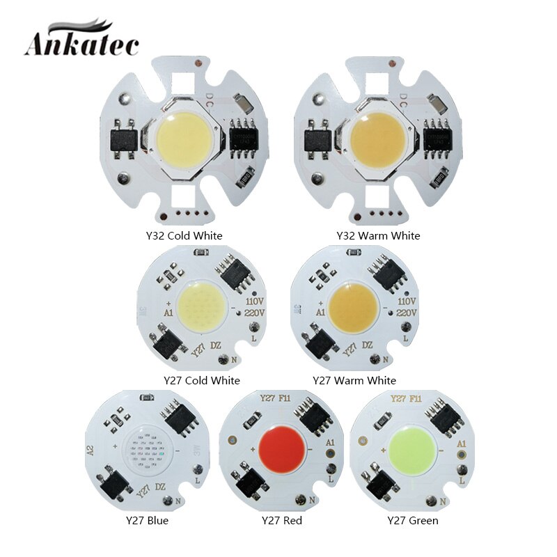 5pcs COB chip LED lamp 3W 5W 7W 10W 12W AC110V 220V input smart IC for DIY LED floodlight spotlight indoor downlight spotlight