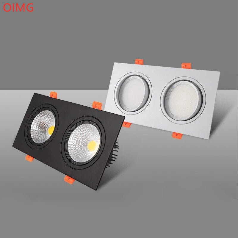 6 Types Double Square Dimmable Ceiling Recessed LED Downlight Ceiling Lamp 18W 24W 30W AC85-220V LED COB Spot Light Indoor Light
