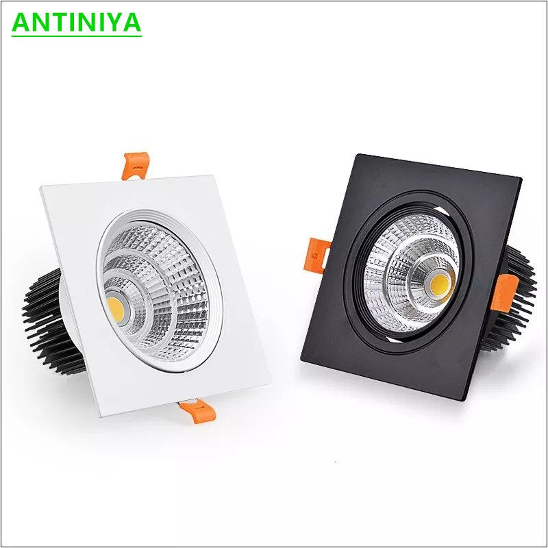 6 Types Recessed Square Dimmable LED Downlights 10W 15W COB LED Ceilin ...
