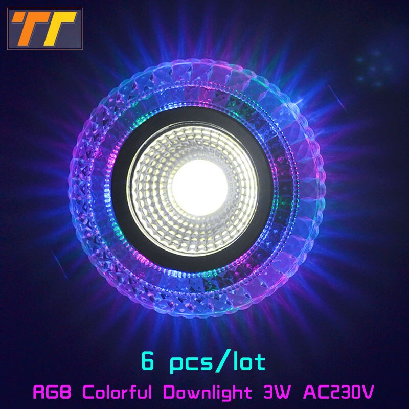 6pcs LED Downlight Round 3W 5W 7W 9W colorful LED Lamp phantom Color Panel Light RGB white Ceiling Recessed Acrylic AC 110V 220V