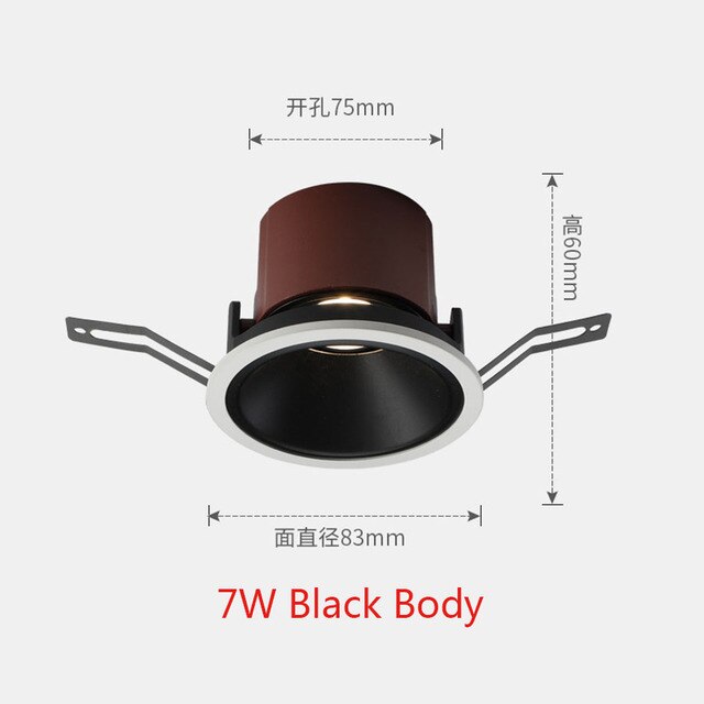 7W Anti Glare LED Ceiling Spotlight Recessed LED Downlight Aluminum High Quality Ceiling Light For Dining Living Room Bedroom