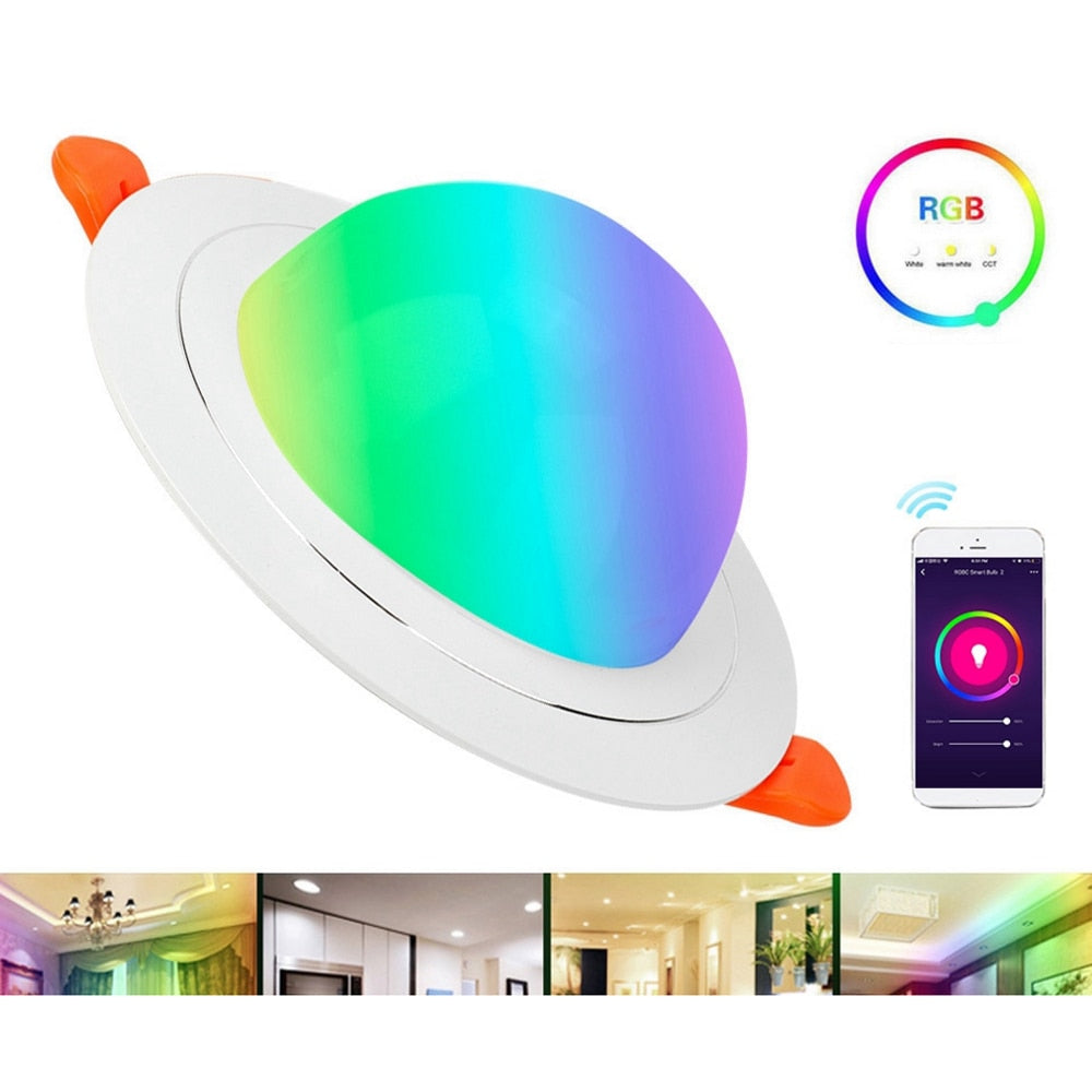 9W RGBW WiFi Smart LED Downlight Indoor Living Room Compatible Cat Elf Work With Amazon Alexa Google Home Remote Mobliephone App