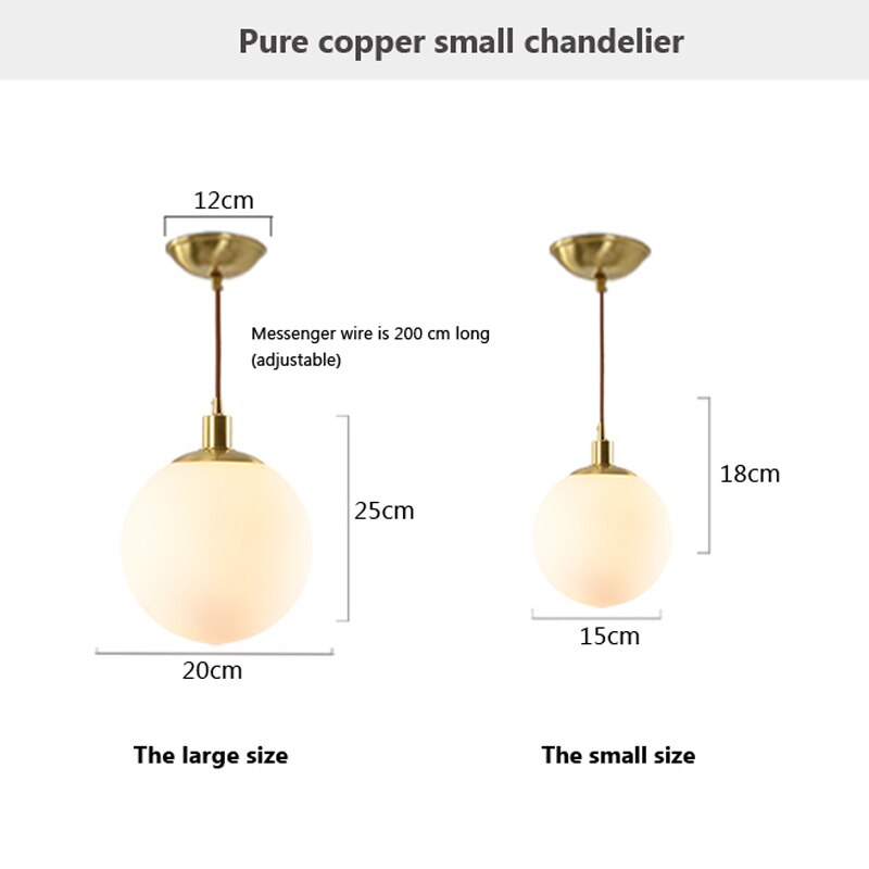Personality Brass Cream Glass Ball Pendant Light Modern Pendant Lamp Nightlight Kitchen Lighting Fixture Bedside Hanglamp