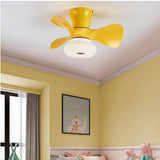 Simple Macaron Lamp Nordic Yellow Pink Crown Led Ceiling Fan Lamp 55CMXH29CM 110V 220V APP Control Fans Light Children Rooom