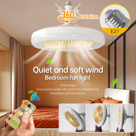 30W Fan Light E27 Adjustable Remote Control LED Fan Light Chandelier Bedroom Decorative Ceiling Light  85V-265V