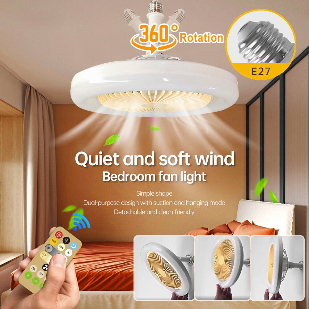 30W Fan Light E27 Adjustable Remote Control LED Fan Light Chandelier Bedroom Decorative Ceiling Light  85V-265V