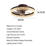 Nordic Crystal Led Lamp With Ceiling Fan 6 Speeds Bedroom  DC Ceiling Fan With Remote Control Ceiling Fans With Light Fixture