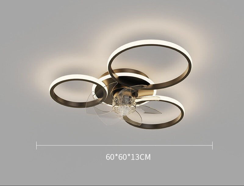 Bedroom decor led invisible Ceiling fan light lamp Home Decro Ceiling fans with lights remote control Black Gold Smart