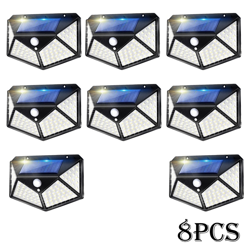 Solar Lights Outdoor 100 LED Solar Sensor Motion Light 3 Modes Outdoor Solar Wireless Lamp IP65 Waterproof Wall Lights
