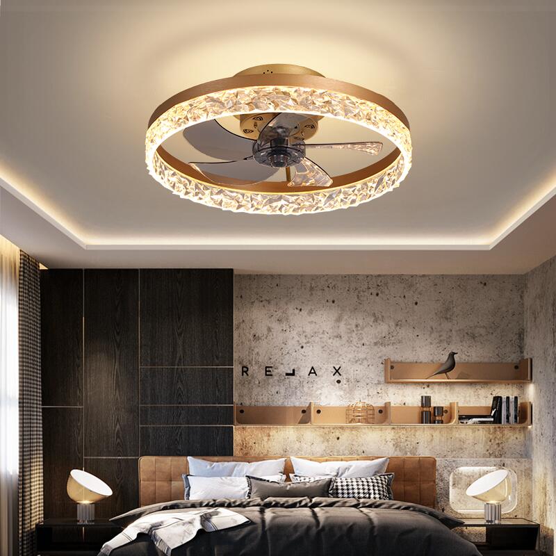 Nordic Crystal Led Lamp With Ceiling Fan 6 Speeds Bedroom  DC Ceiling Fan With Remote Control Ceiling Fans With Light Fixture