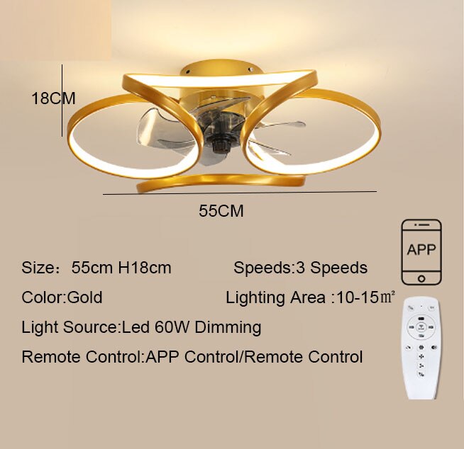 110V 220V Led Ceiling Fans Chandelier Bedroom Living Room Nordic Macaron Invisible Fan Light APP Remote Control Ceiling Fans