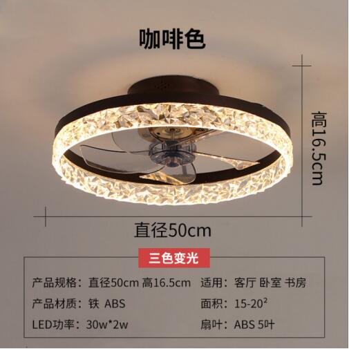 Nordic Crystal Led Lamp With Ceiling Fan 6 Speeds Bedroom  DC Ceiling Fan With Remote Control Ceiling Fans With Light Fixture