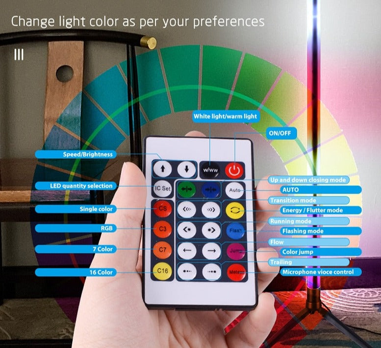 103CM RGB LED Floor Lamp Smart Remote Control Modern Corner Floor Lamp Atmospheric Standing Stand Light Christmas Decors Lighting