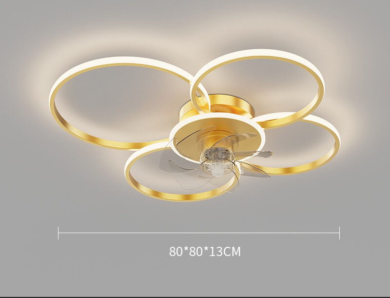Bedroom decor led invisible Ceiling fan light lamp Home Decro Ceiling fans with lights remote control Black Gold Smart