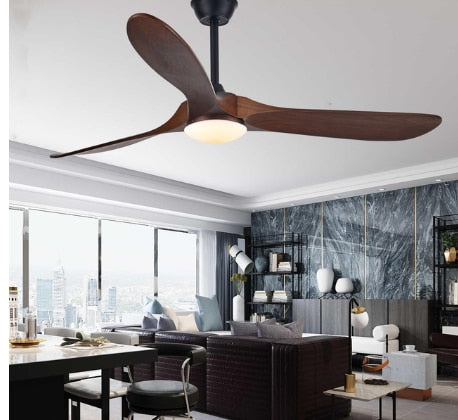 60 inch ceiling fan industrial vintage wooden ventilator with light Remote control decorative blower wood retro fans