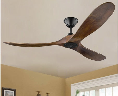 60 inch ceiling fan industrial vintage wooden ventilator with light Remote control decorative blower wood retro fans