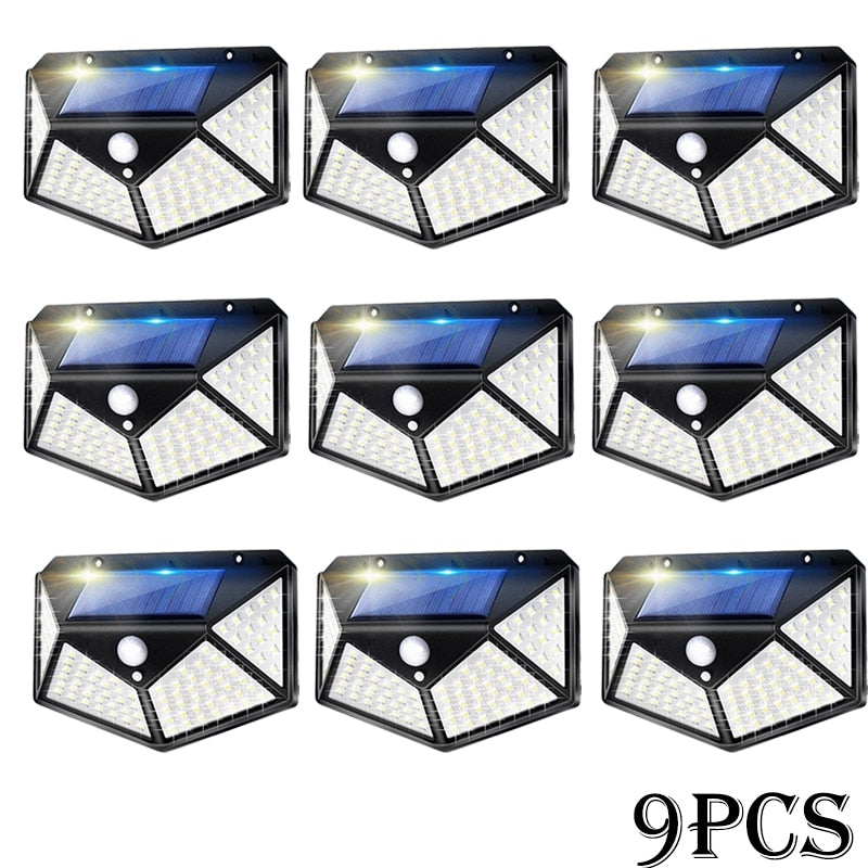 Solar Lights Outdoor 100 LED Solar Sensor Motion Light 3 Modes Outdoor Solar Wireless Lamp IP65 Waterproof Wall Lights