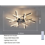 New 110V 220V Nordic Ceiling Fan Living Room Led Invisible Fan Lamp Ceiling Bedroom Fan Remote Control Reversible Blades Fans