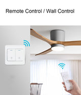 Low Floor Ceiling Fans 36 42 48 56 Inches Remote Control Fans Lamp Design Ceiling Fan With Light Wood+White DC Motor Led Fans
