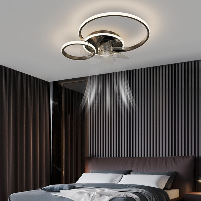 Bedroom decor led invisible Ceiling fan light lamp Home Decro Ceiling fans with lights remote control Black Gold Smart