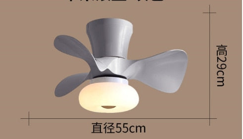 Simple Macaron Lamp Nordic Yellow Pink Crown Led Ceiling Fan Lamp 55CMXH29CM 110V 220V APP Control Fans Light Children Rooom