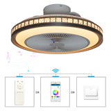 60W LED Ceiling Fan with Light RGB Modern Chandelier Lamp Dimmable with Bluetooth Speaker APP Remote Control for Living Room