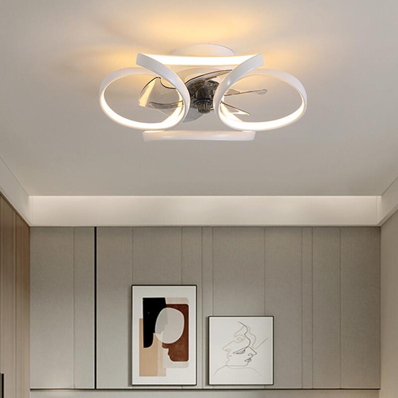 110V 220V Led Ceiling Fans Chandelier Bedroom Living Room Nordic Macaron Invisible Fan Light APP Remote Control Ceiling Fans