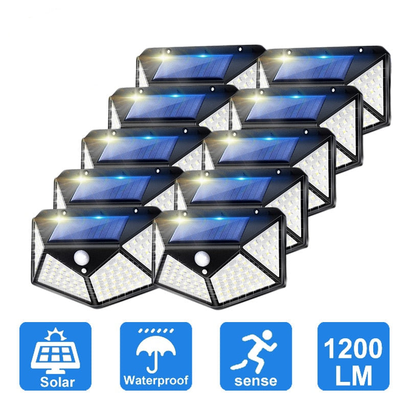 Solar Lights Outdoor 100 LED Solar Sensor Motion Light 3 Modes Outdoor Solar Wireless Lamp IP65 Waterproof Wall Lights