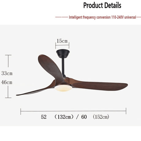 60 inch ceiling fan industrial vintage wooden ventilator with light Remote control decorative blower wood retro fans