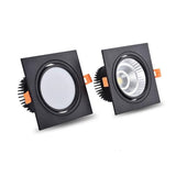 Angle Adjustable LED COB Square Downlight 7W 9W 12W 15W 18W 24W Dimmable 110V 220V Spotlight White Indoor Ceiling Lamp 4000K