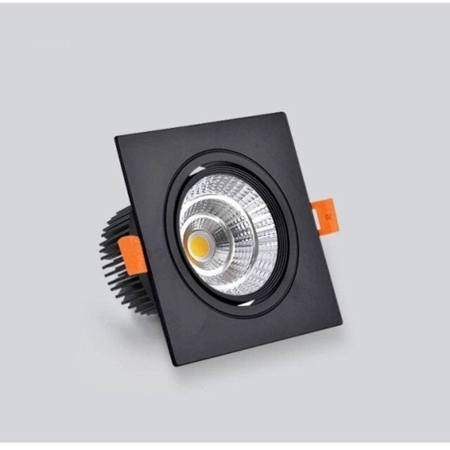 Angle Adjustable LED COB Square Downlight 7W 9W 12W 15W 18W 24W Dimmable 110V 220V Spotlight White Indoor Ceiling Lamp 4000K