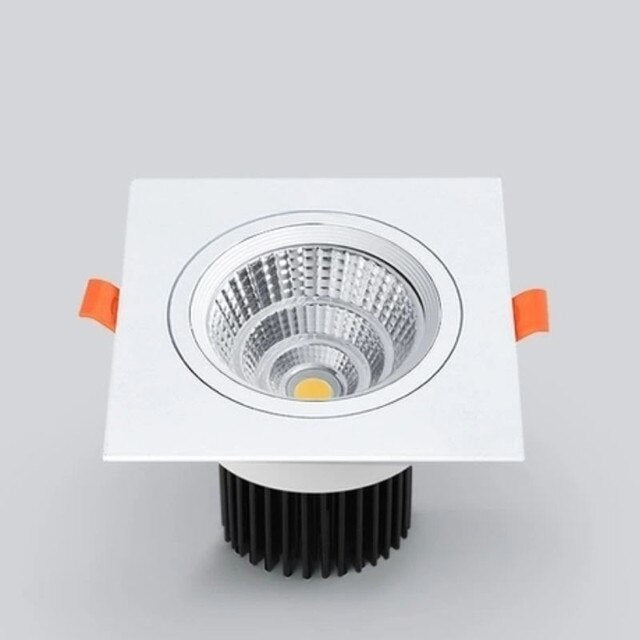 Angle Adjustable LED COB Square Downlight 7W 9W 12W 15W 18W 24W Dimmable 110V 220V Spotlight White Indoor Ceiling Lamp 4000K