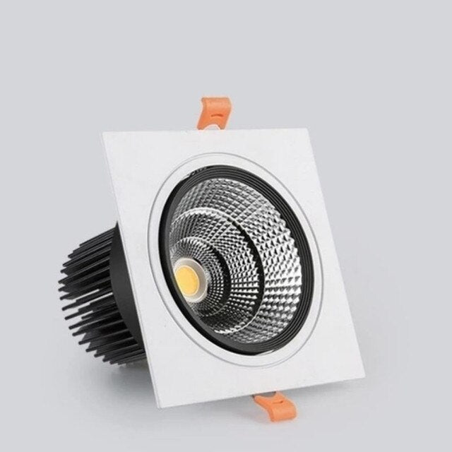 Angle Adjustable LED COB Square Downlight 7W 9W 12W 15W 18W 24W Dimmable 110V 220V Spotlight White Indoor Ceiling Lamp 4000K