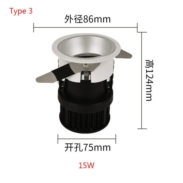 Anti-Glare LED Downlight 10W 15W LED Spot Lights 220V Recessed Ceiling Downlight For Living Room Bedroom Indoor Spot Lighting