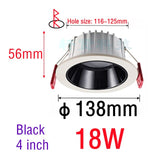 Anti-glare LED Downlight Recessed LED Ceiling Light   Black/White Dimmable Bedroom Kitchen Tri-color Light LED Spotlight